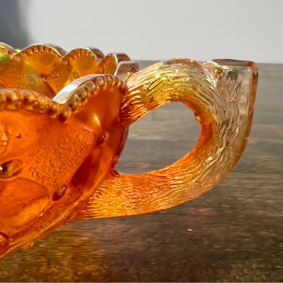 ANTIQUE IMPERIAL CARNIVAL GLASS QUILTED PANSY NAPPY BOWL RUBYGOLD MARIGOLD - Picture 7 of 10